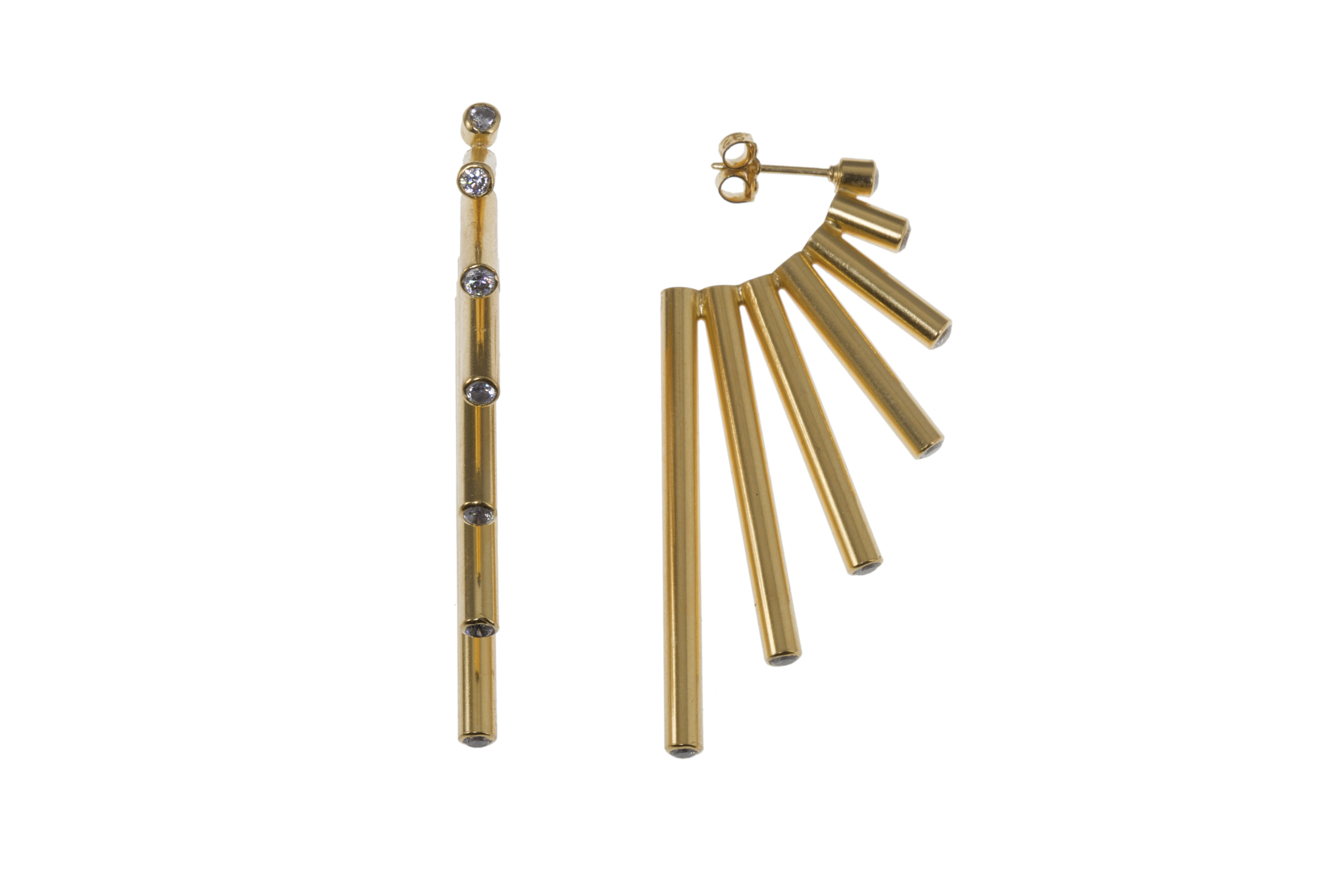 Hathor Earrings in Vermeil with Diamonds